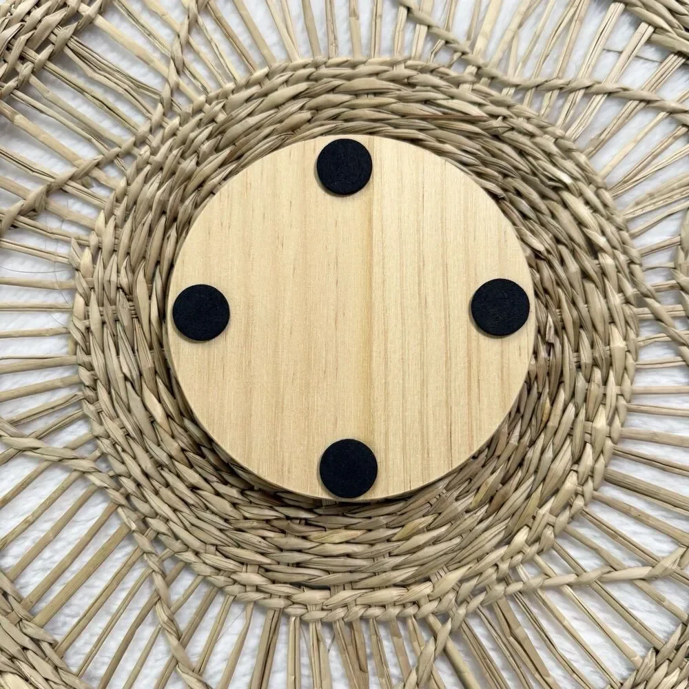 Handmade Wooden Round Dried Purple Viola Flowers Coaster